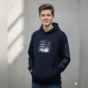 SeaWorld Boys Navy Blue Graphic Pullover Hoodie Sweater Size Large EUC